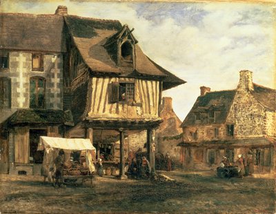 Market Place in Normandy by Pierre Etienne Theodore Rousseau